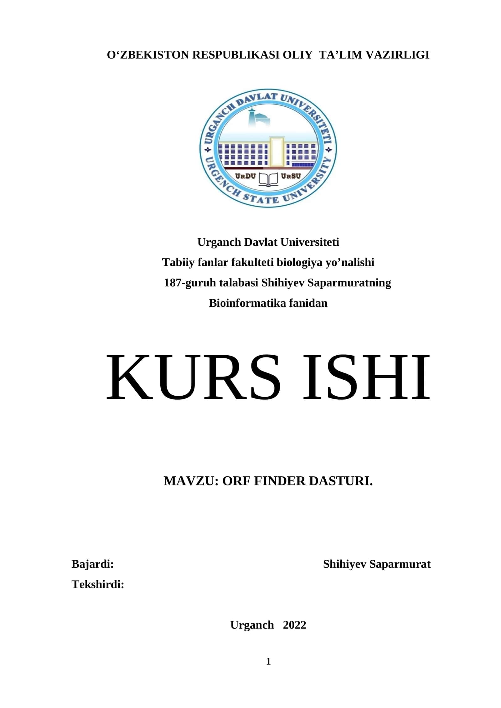 ORF FINDER DASTURI
