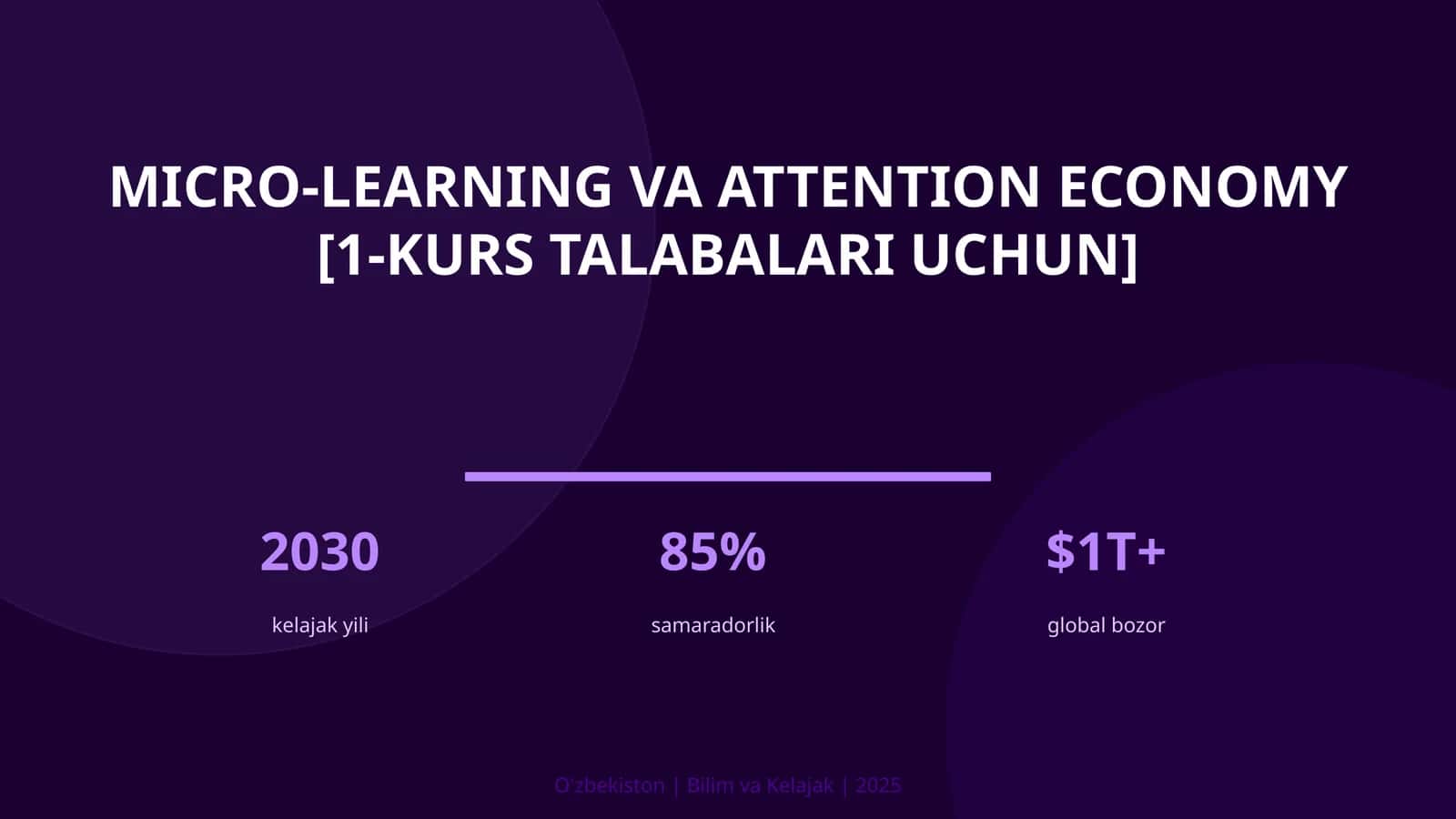 MICRO-LEARNING VA ATTENTION ECONOMY [1-KURS TALABALARI UCHUN]