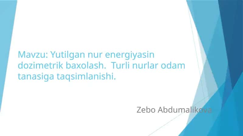Yutilgannurlarenergiyasindozimetrikbaxolash