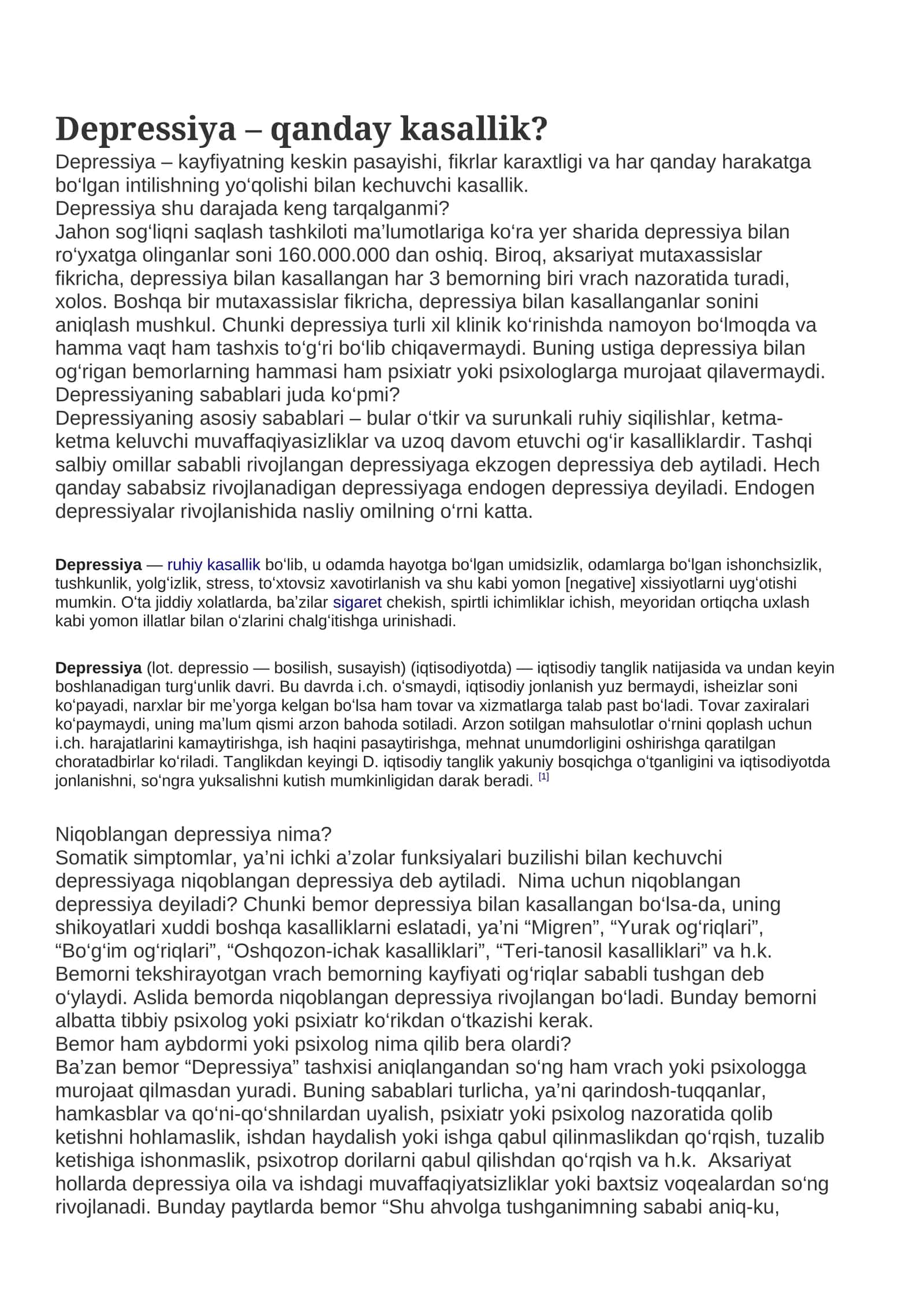 Depressiya – qanday kasallik?