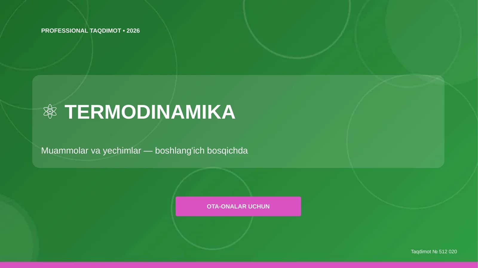 TERMODINAMIKA Muammolar va yechimlar