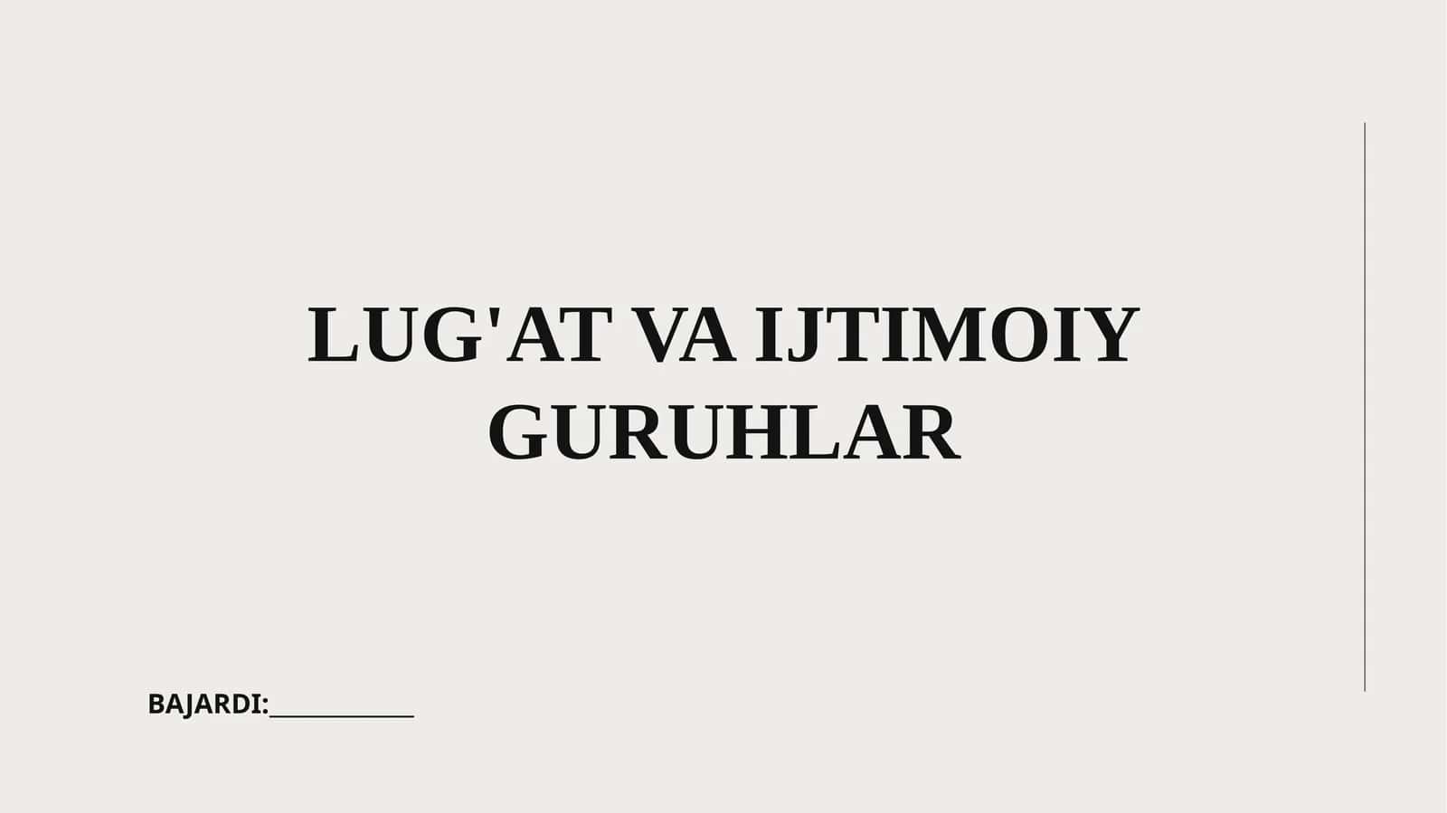 Lug'at va Ijtimoiy Guruhlar