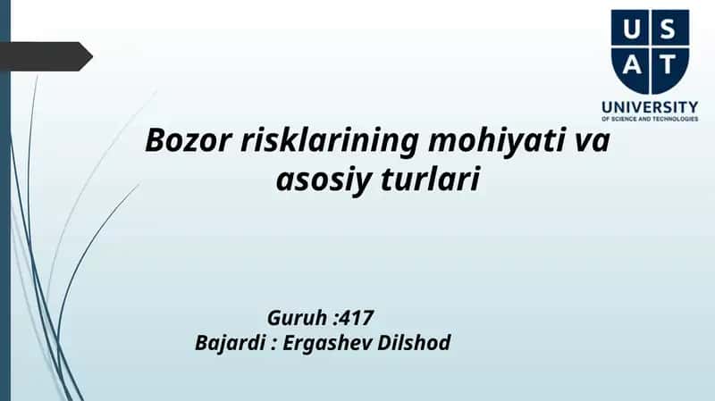 Moliya bozoridagi risklar.
