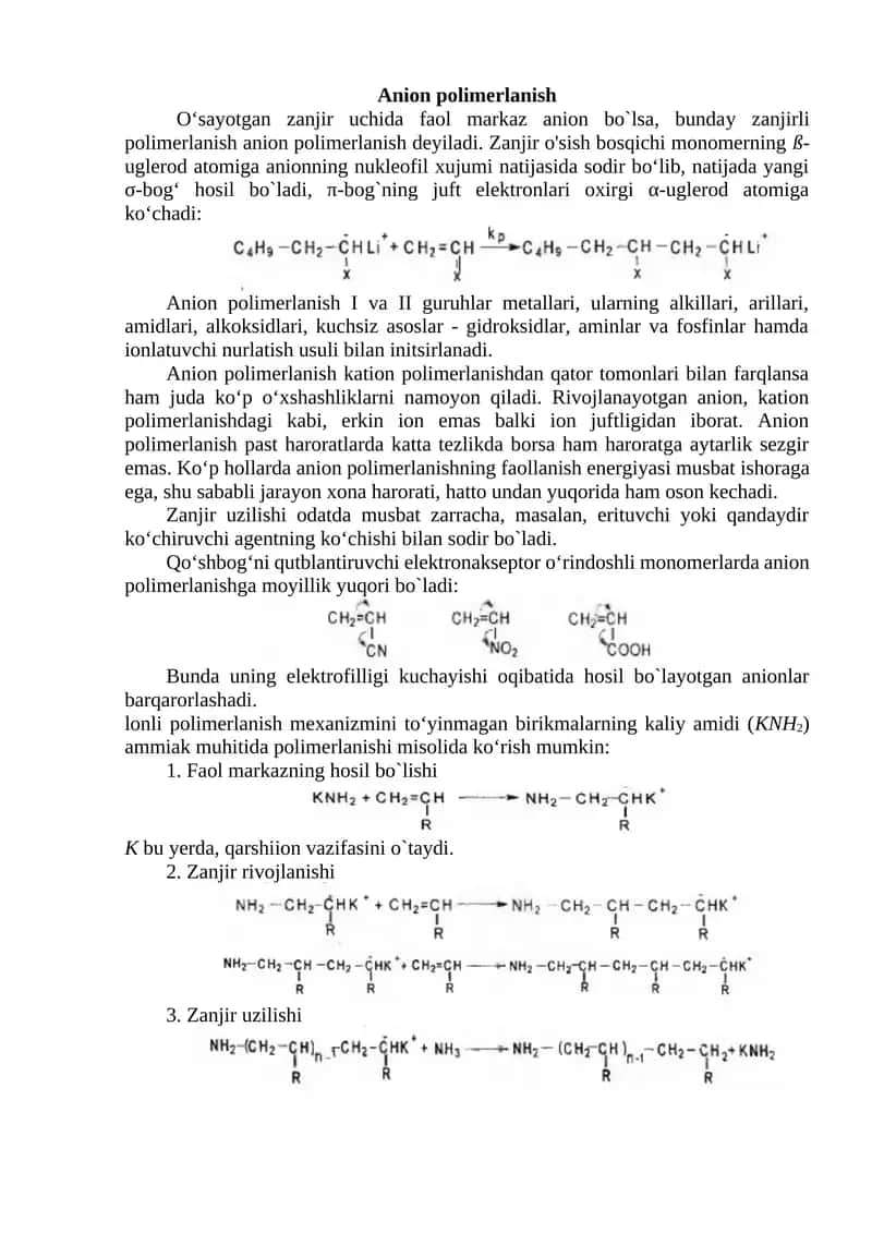 Anion polimerlanish