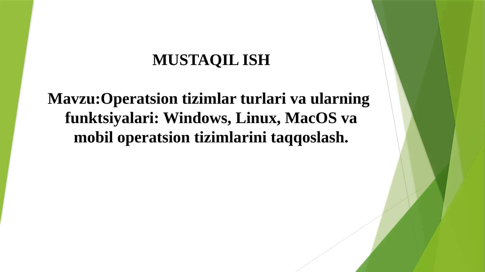 Operatsion tizimlar va ularning funktsiyalari