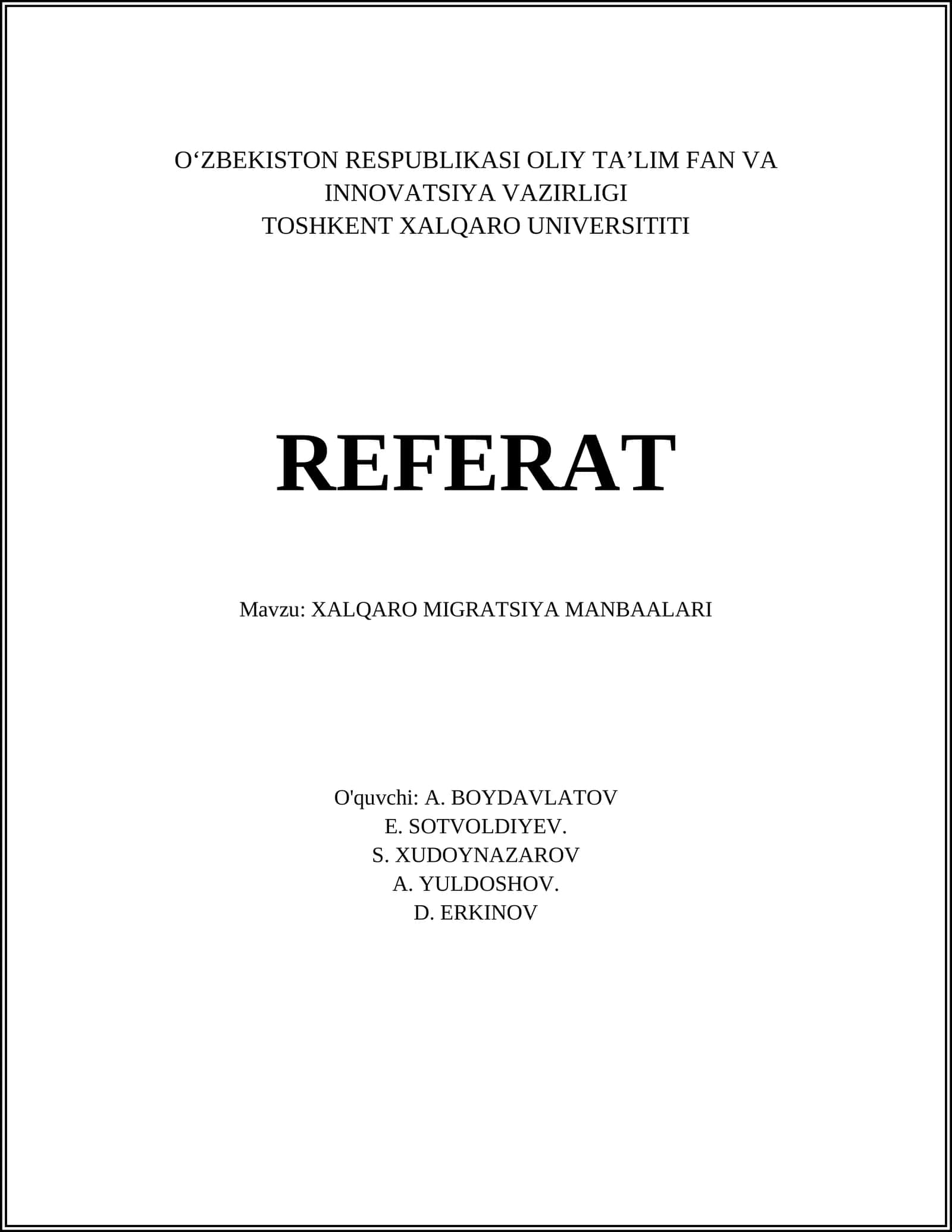 BMT Xalqaro Migratsiya Tashkiloti (IOM) manbaalari