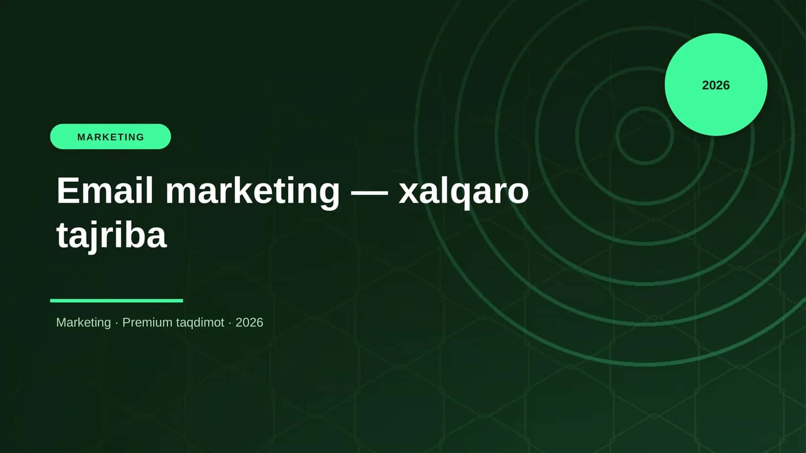 Email Marketing - Xalqaro Tajriba