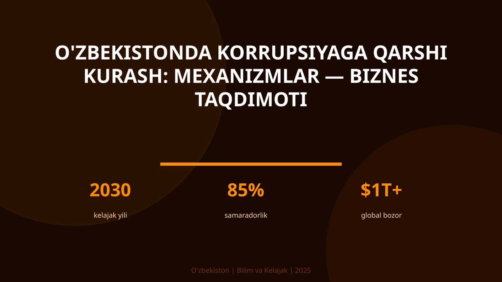 O'zbekistonda korrupsiyaga qarshi kurash: mexanizmlar — biznes taqdimoti