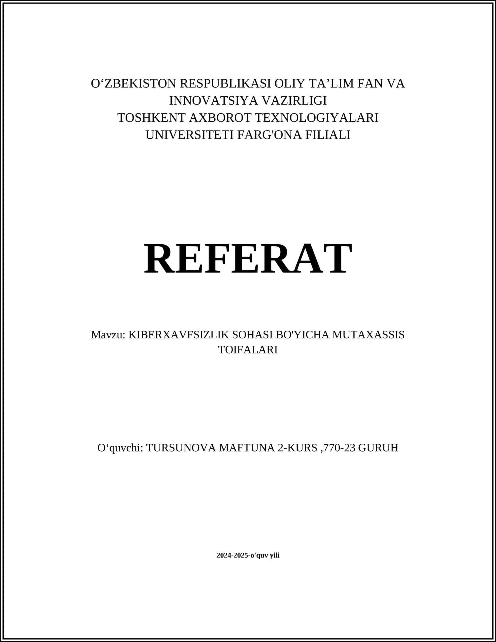 Tarmoq xavfsizligi