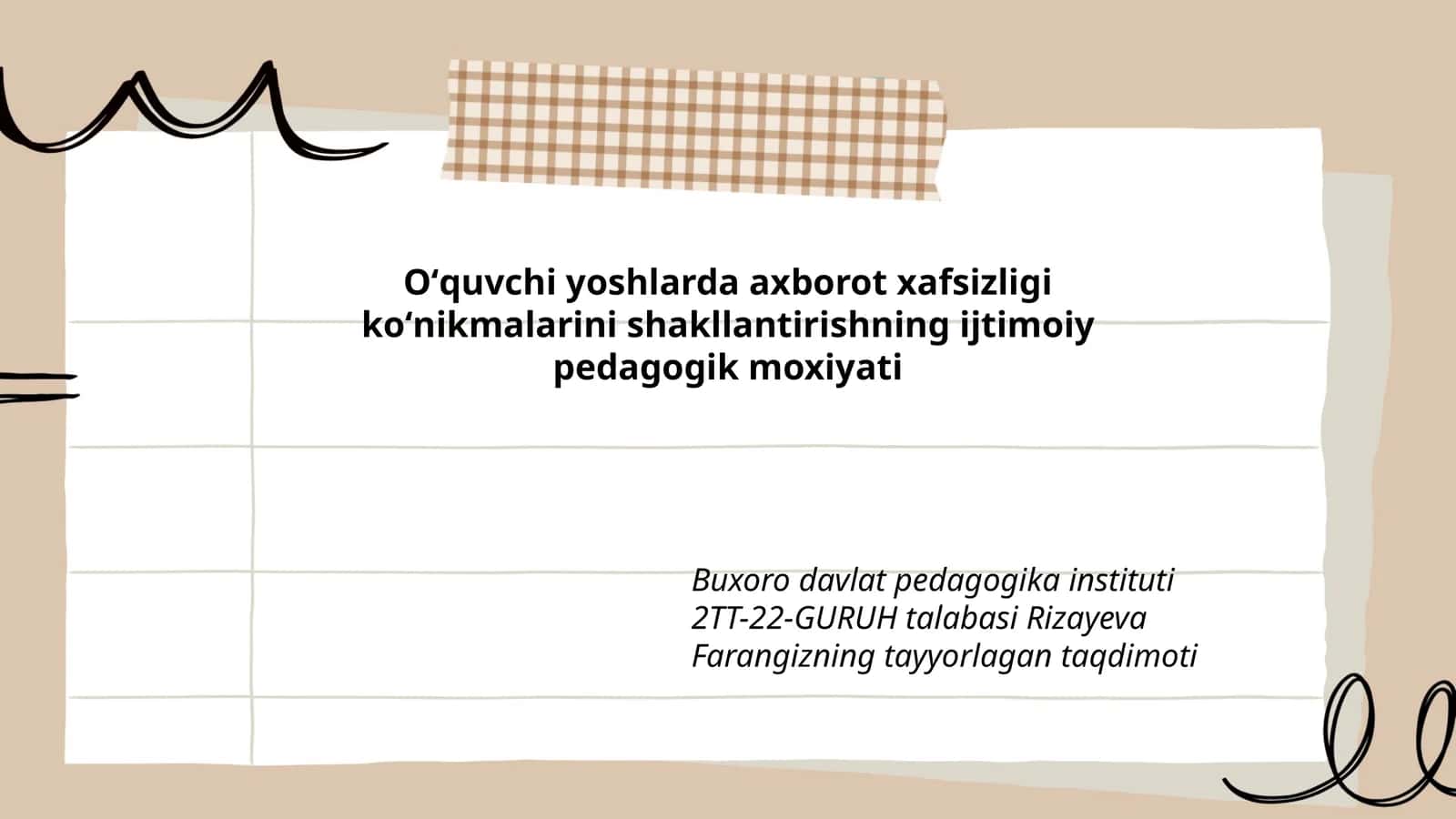 Oʻquvchi yoshlarda axborot xafsizligi koʻnikmalarini shakllantirishning ijtimoiy pedagogik moxiyati