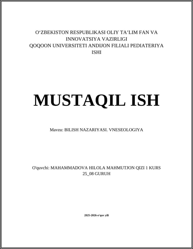 BILISH NAZARIYASI