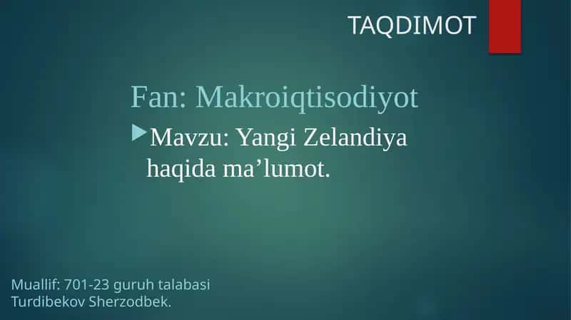 Yangi Zelandiya haqida ma’lumot