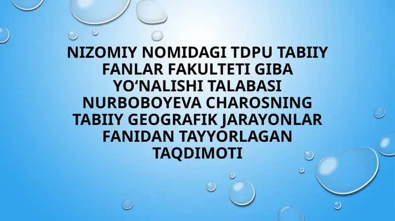Zilzila ta’sirida vujudga Keladigan tabiiy geografik jarayonlar
