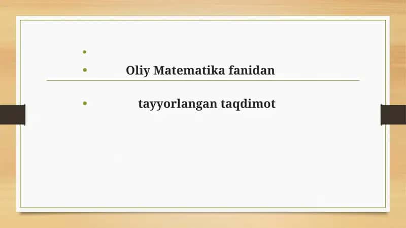 Tasodifiy hodisalar va ehtimollik.