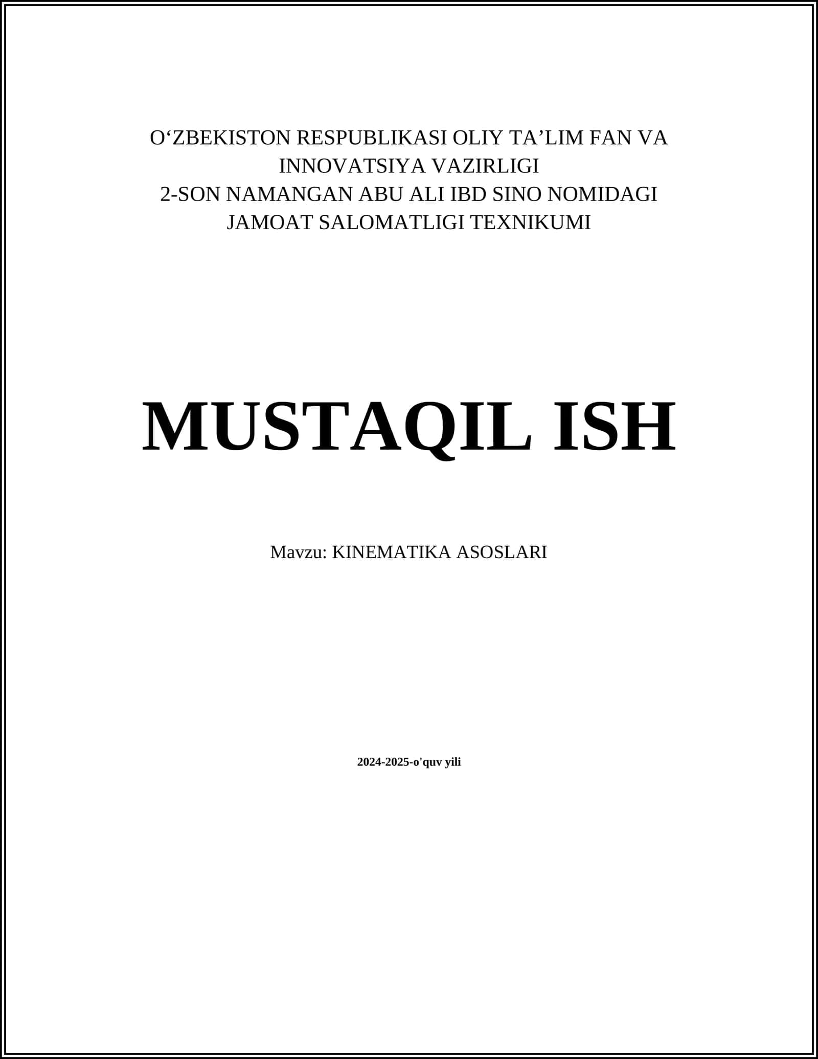 KINEMATIKA ASOSLARI