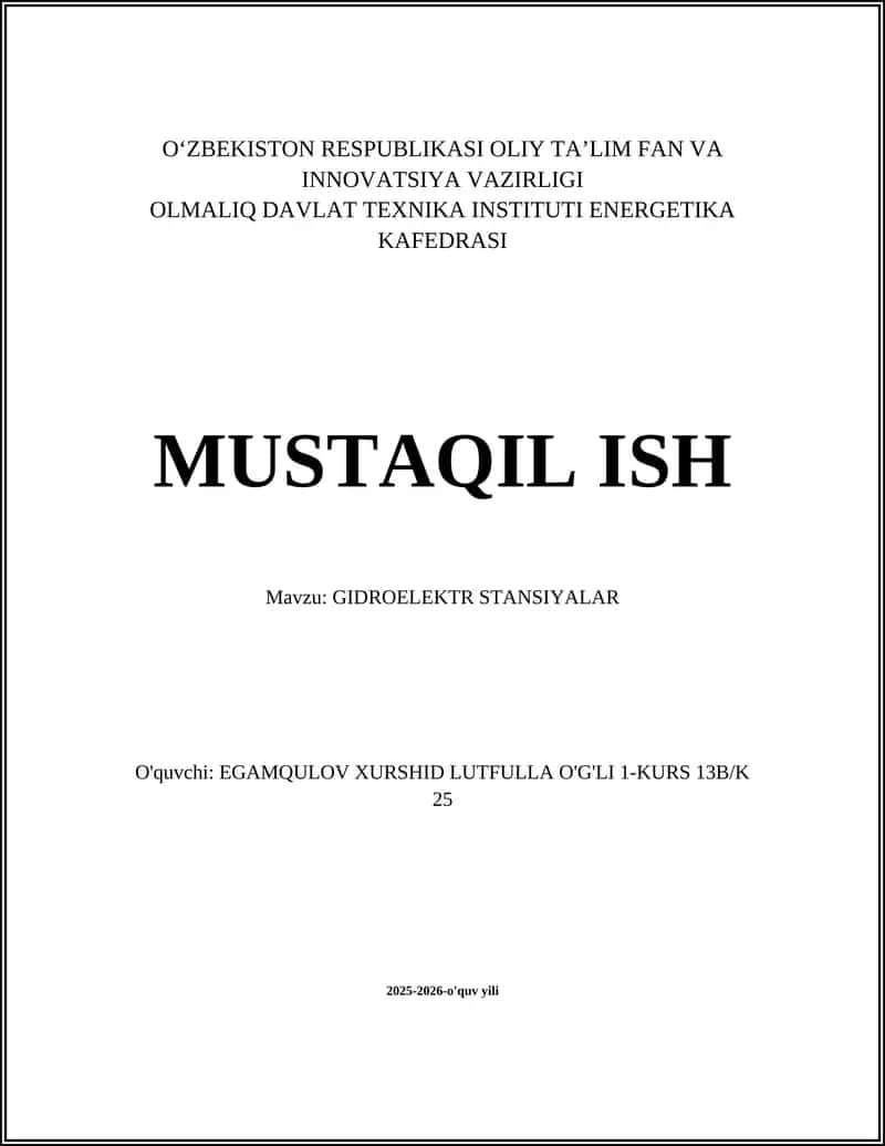 GIDROELEKTR STANSIYALAR
