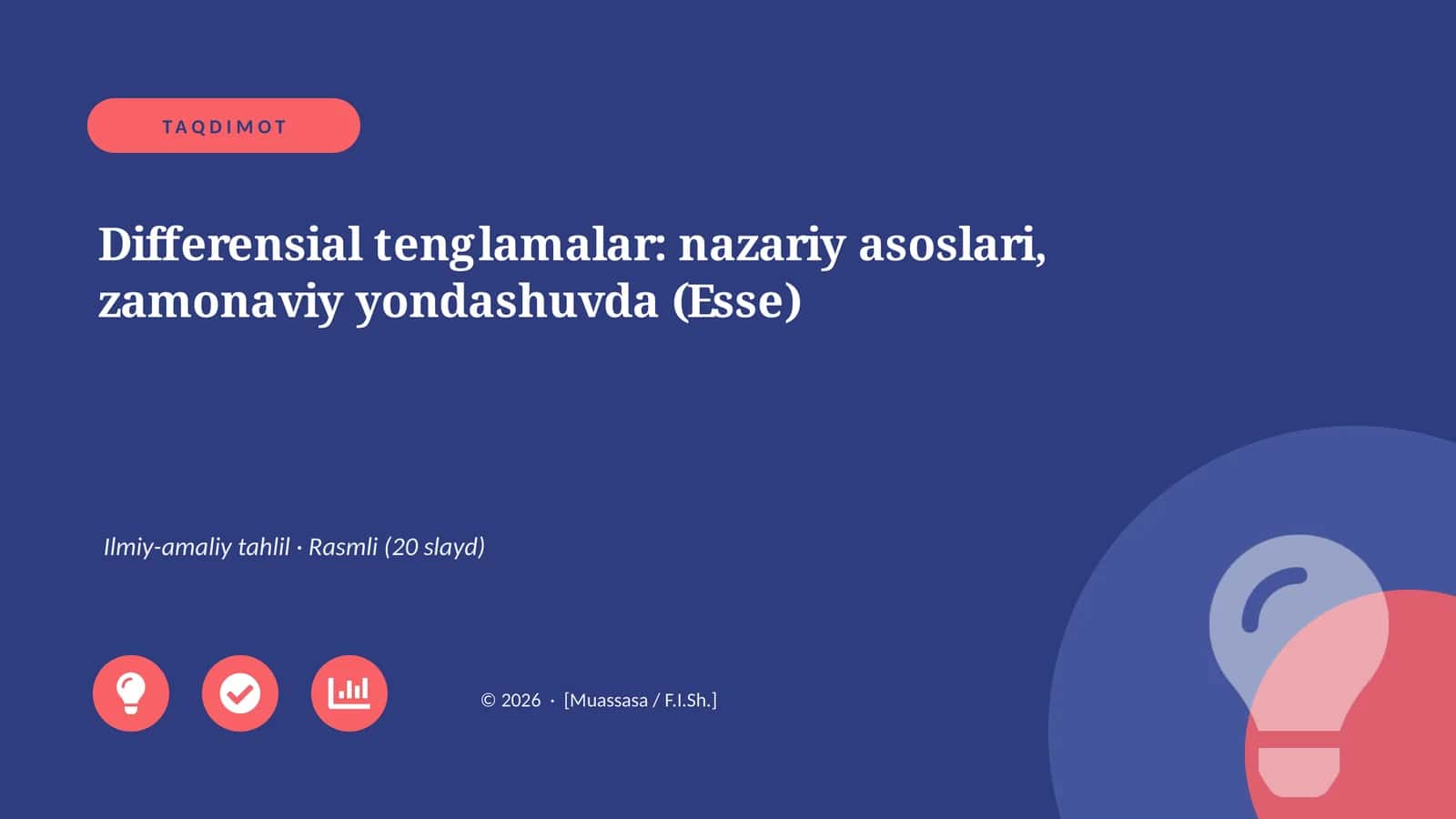 Differensial tenglamalar: nazariy asoslari, zamonaviy yondashuvda (Esse)