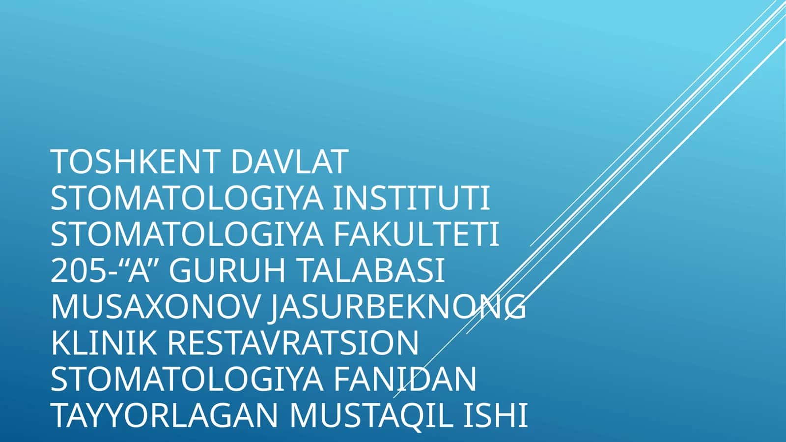 NOKARIYES KASALLIKLARNI ZAMONAVIY DAVOLASH USULLARI.
