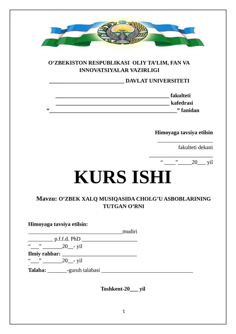 O’ZBEK XALQ MUSIQASIDA CHOLG’U ASBOBLARINING TUTGAN O’RNI