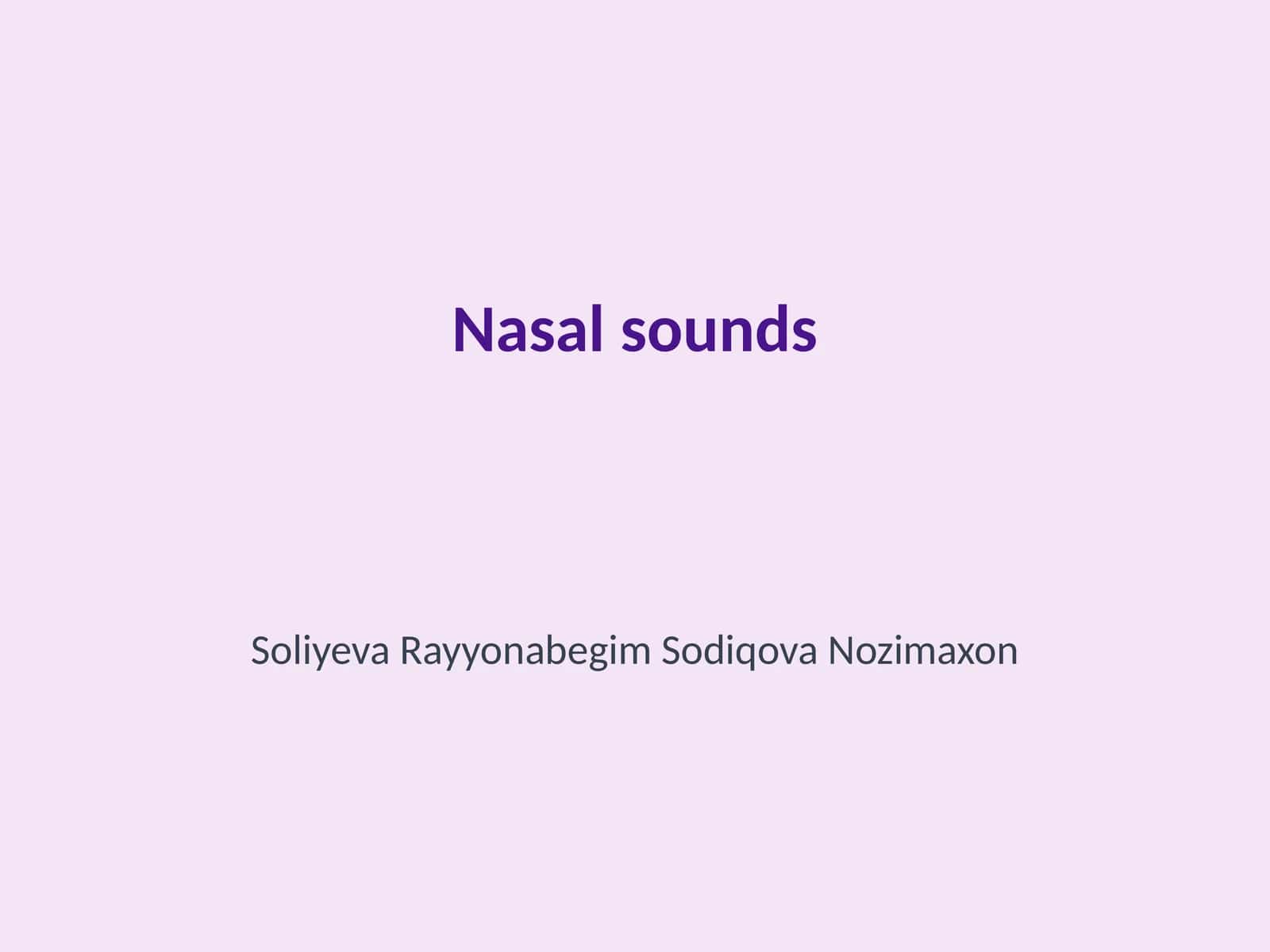 Nasal sounds