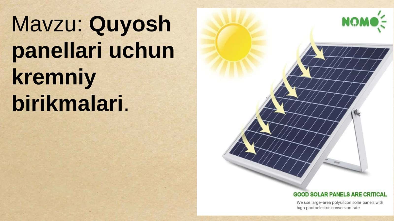 Quyosh  panellari  uchun  kremniy  birikmalari