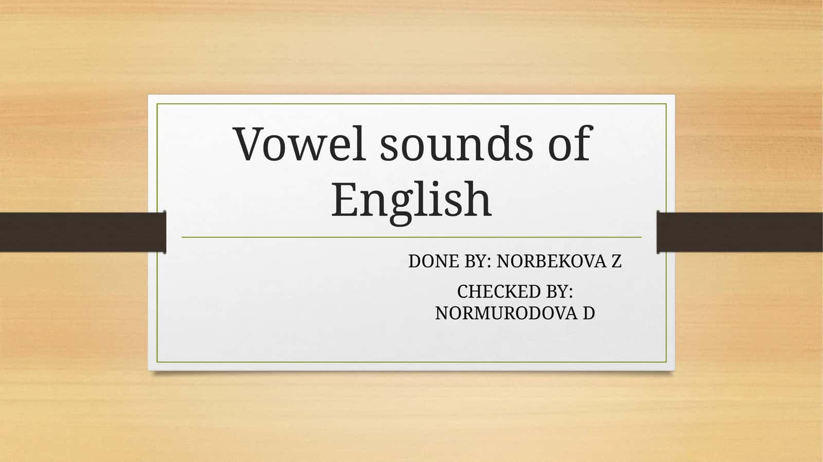 Vowel sounds of English