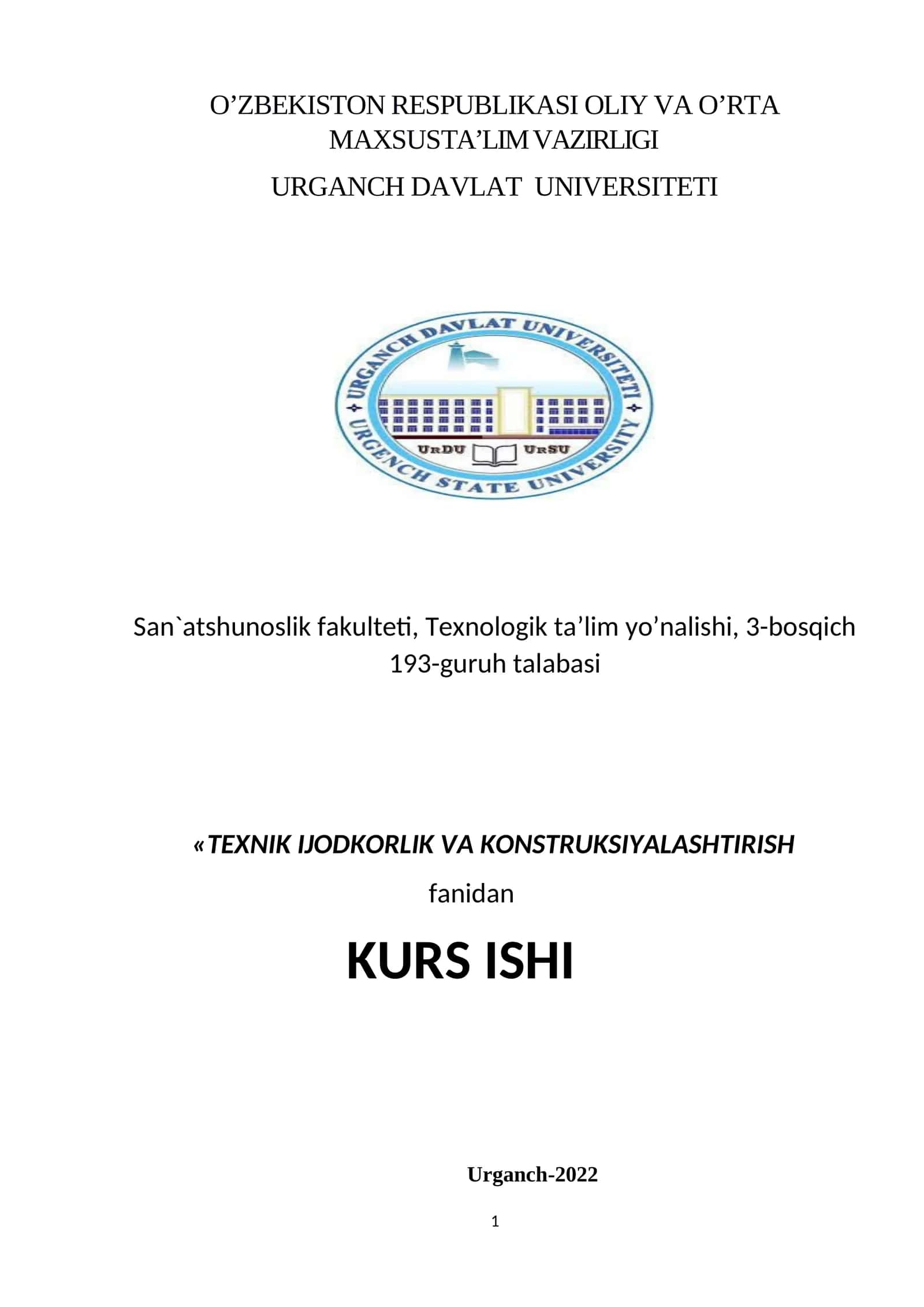 AYOLLAR SHIMINI ESKIZINI LOYIHALASH