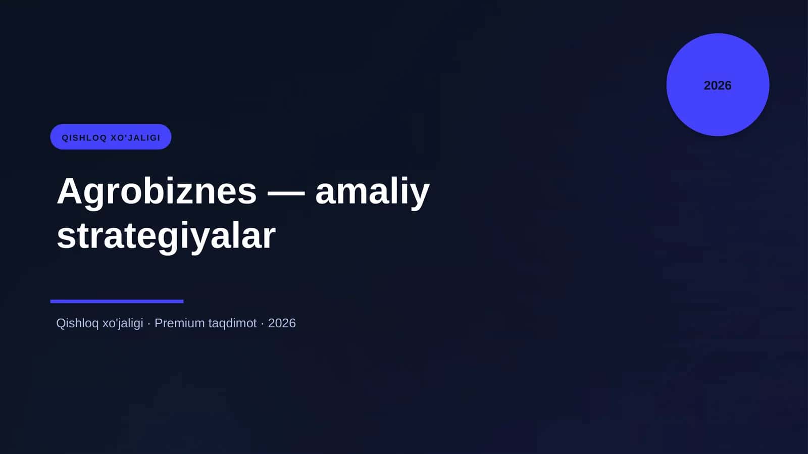 Agrobiznes — amaliy strategiyalar