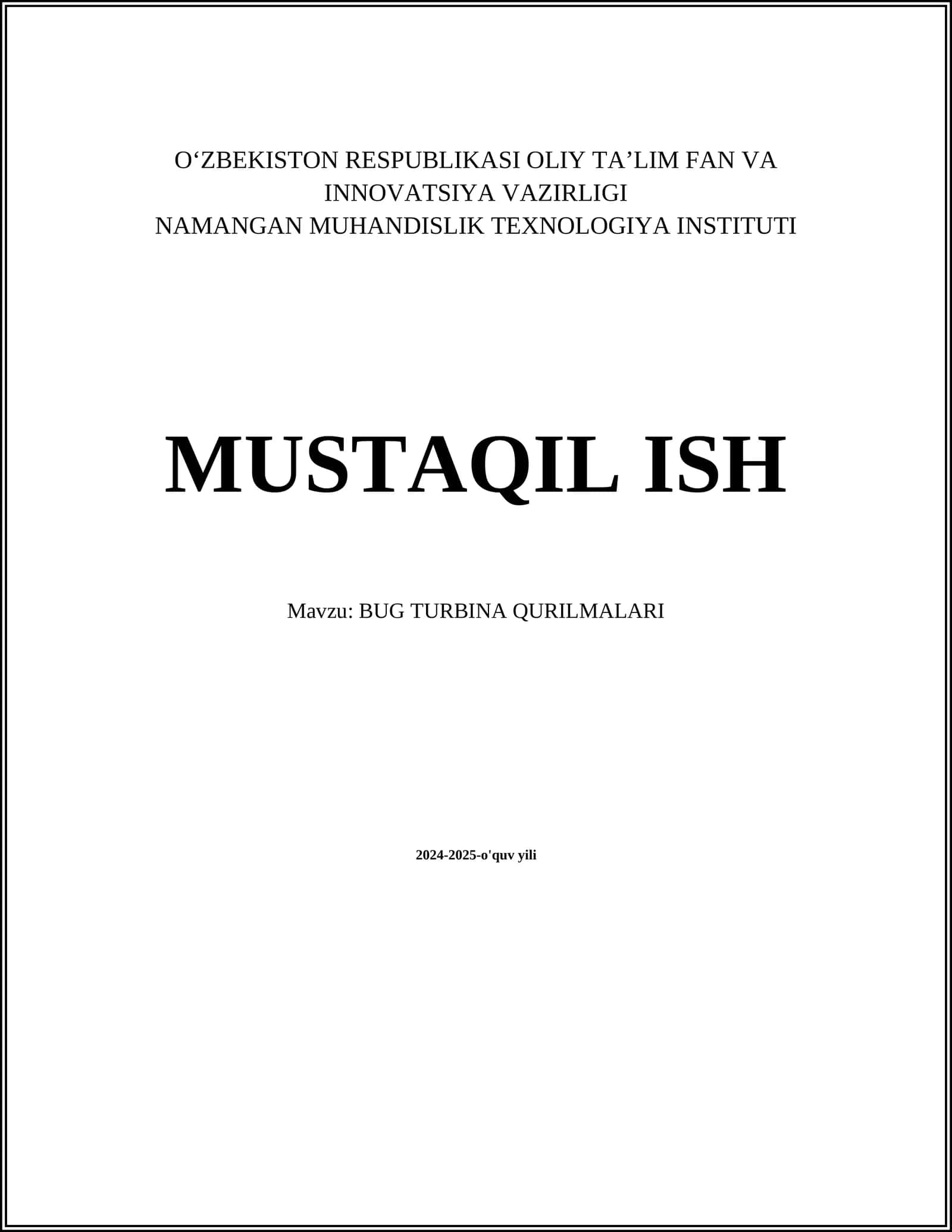 BUG TURBINA QURILMALARI