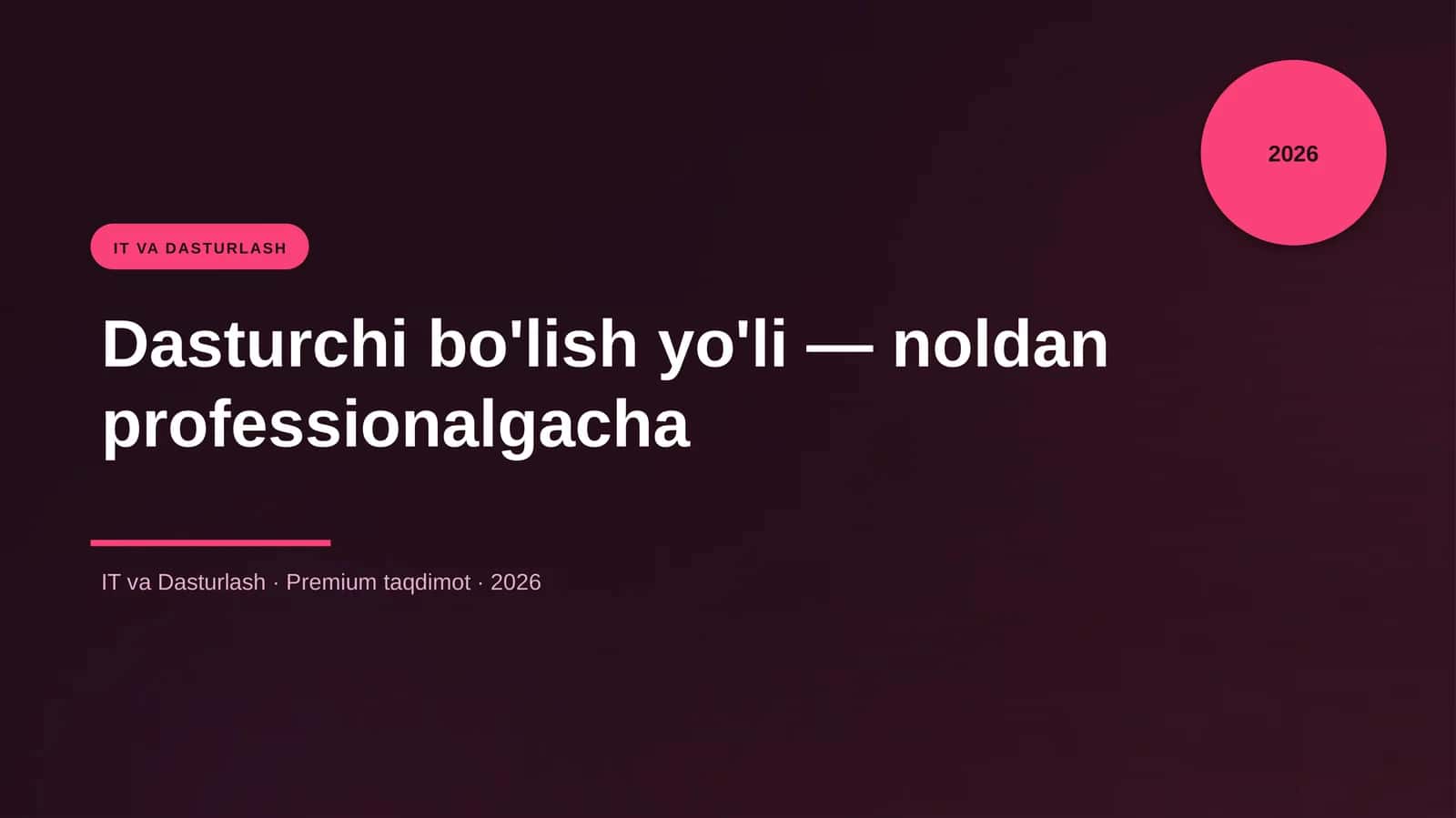 Dasturchi bo'lish yo'li — noldan professionalgacha