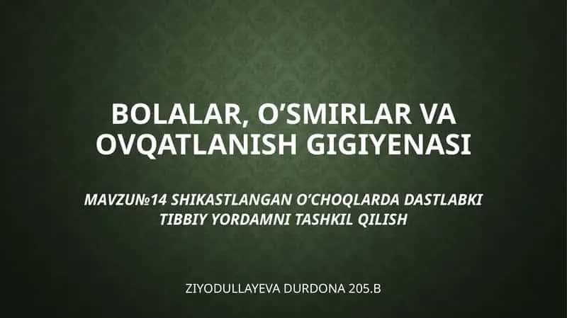 Birinchi Tibbiy Yordam Ko’rsati