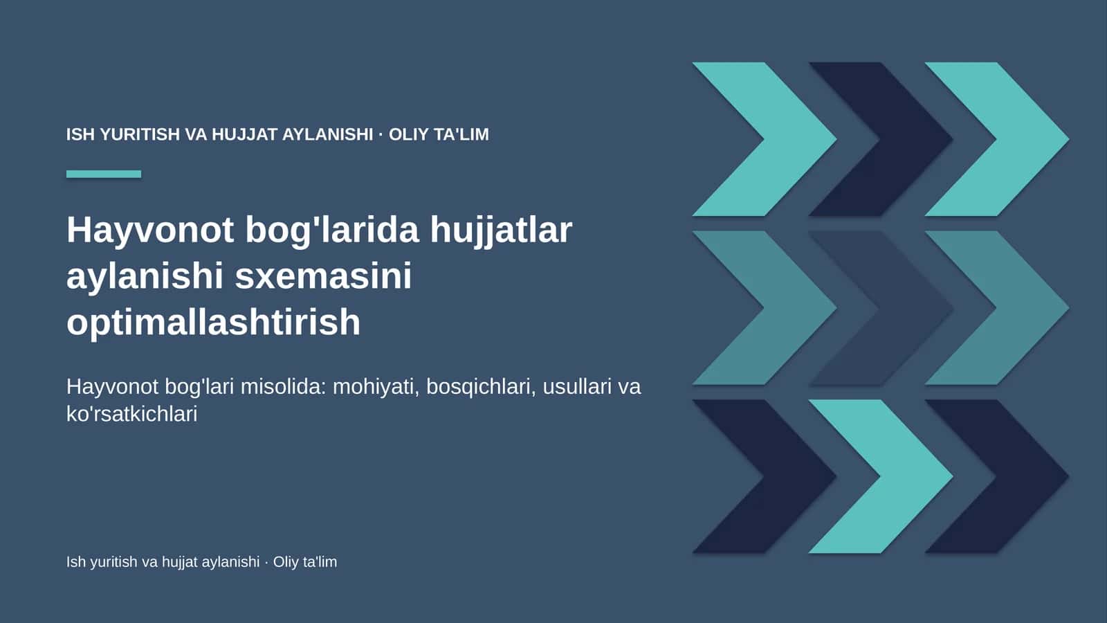 Hayvonot bog'larida hujjatlar aylanishi sxemasini optimallashtirish
