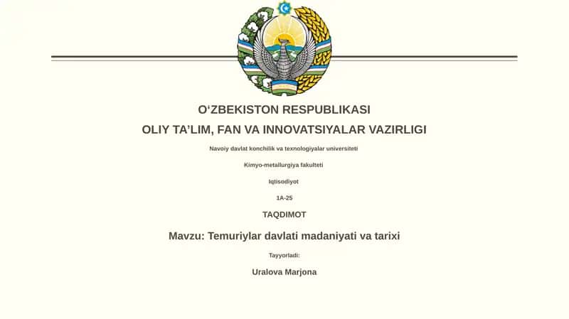 Temuriylar davlati madaniyati va tarixi