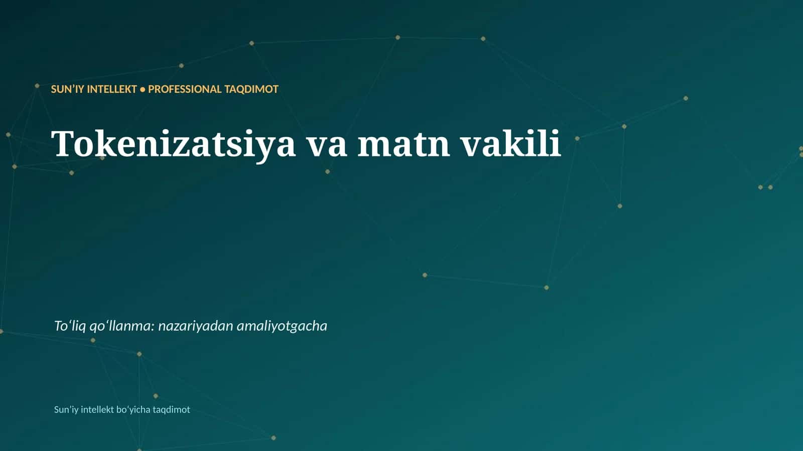 Tokenizatsiya va matn vakili