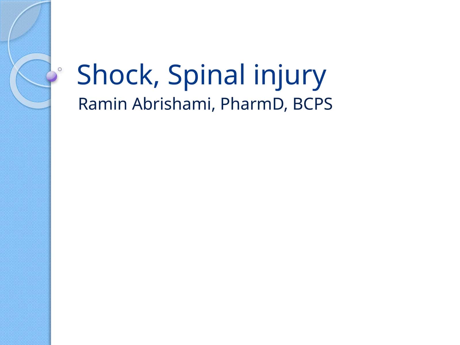 Shock, Spinal injury