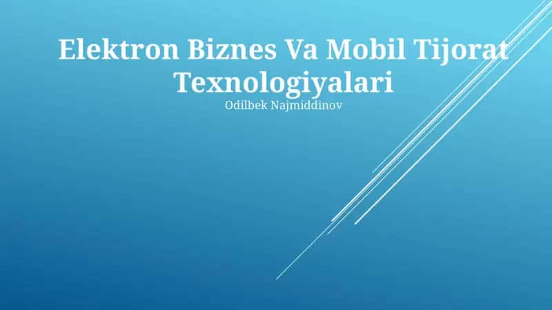 Elektron Biznes Va Mobil Tijorat Texnologiyalari