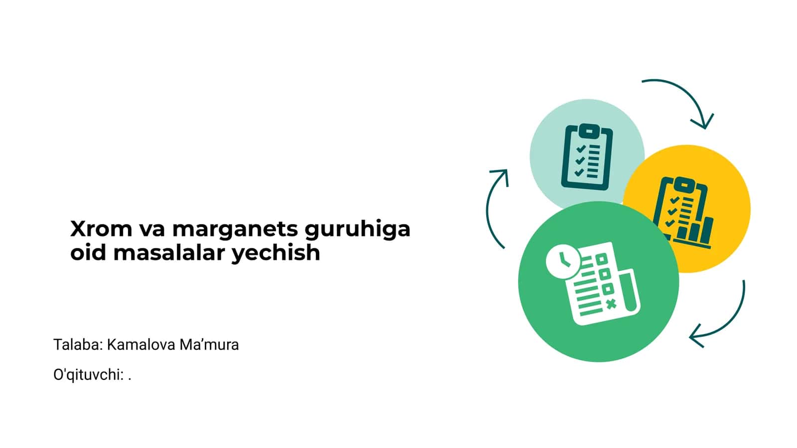 Xrom va marganets guruhiga oid masalalar yechish