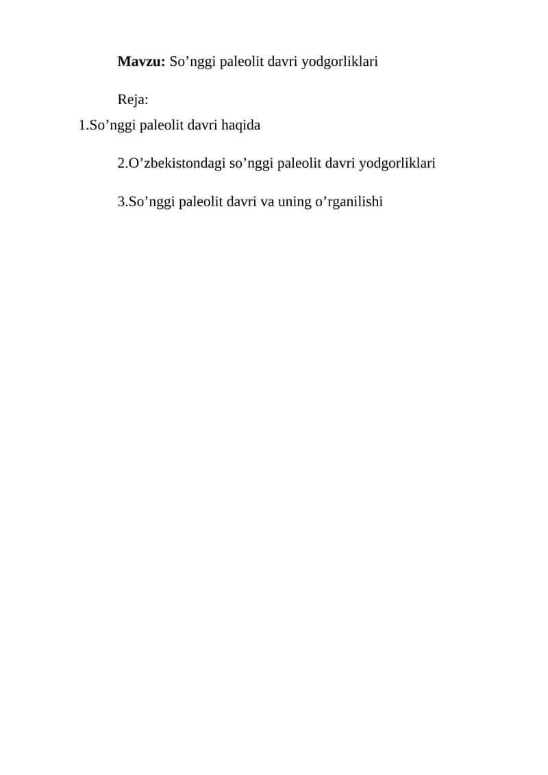 So’nggi paleolit davri yodgorliklari