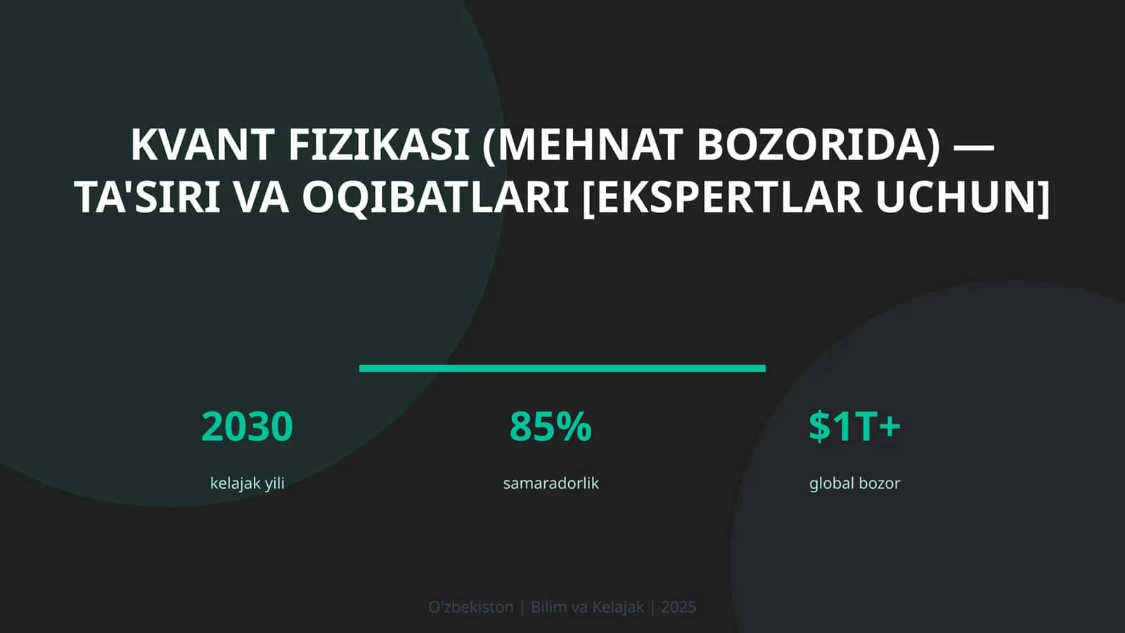 Kvant fizikasi (mehnat bozorida) — ta'siri va oqibatlari [ekspertlar uchun]