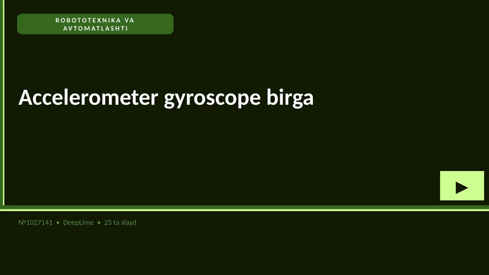 ROBOTOTEXNIKA VA AVTOMATLASHTI