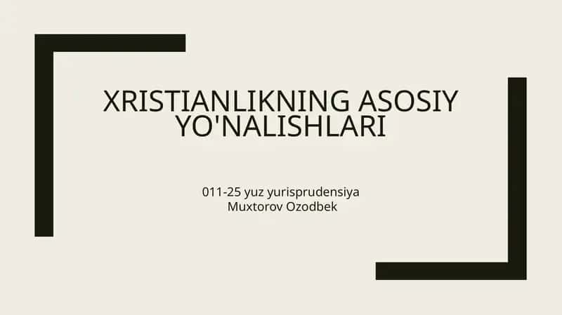 Xristianlikning asosiy analishlari