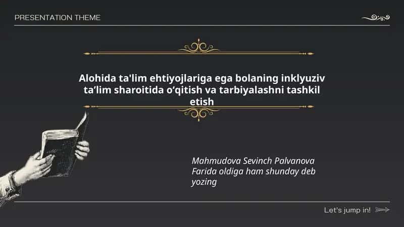 Alohida ta'lim ehtiyojlariga ega bolaning inklyuziv taʼlim sharoitida oʻqitish va tarbiyalashni tashkil etish