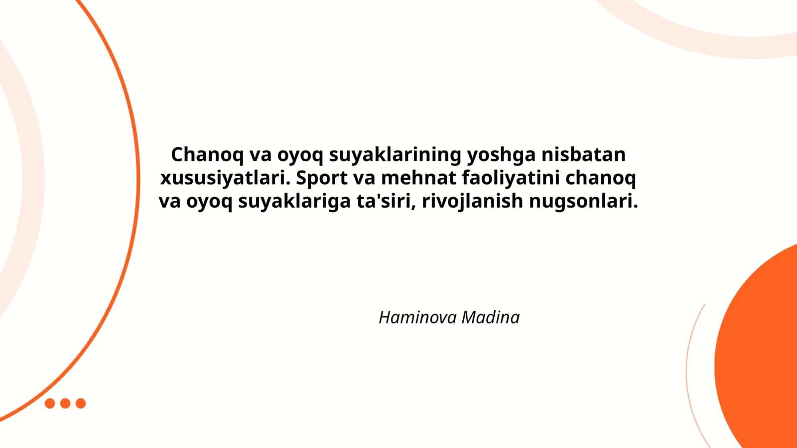 Chanoq va oyoq suyaklarining yoshga nisbatan xususiyatlari