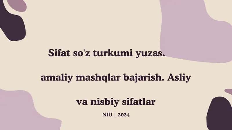 Sifat so'z turkumiyuz