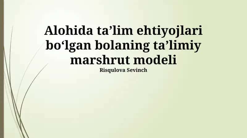 Maxsus Ta'limga Muhtojna Bola Uchun Ta'lim Yo'lining Rejalashtirilishi