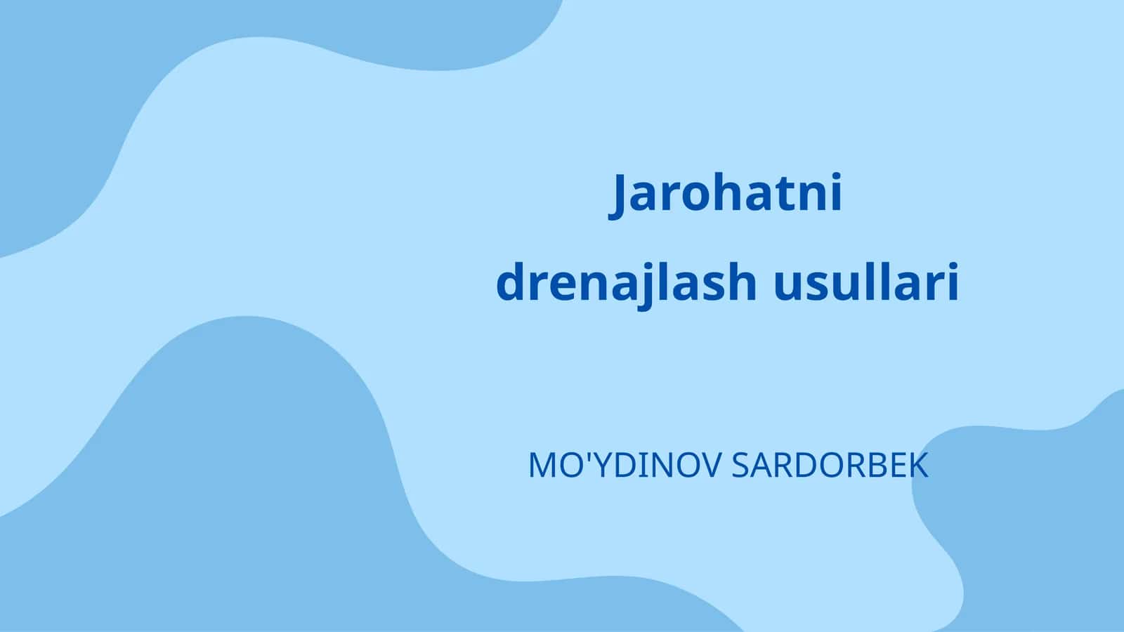 Jarohatni drenajlash usullari