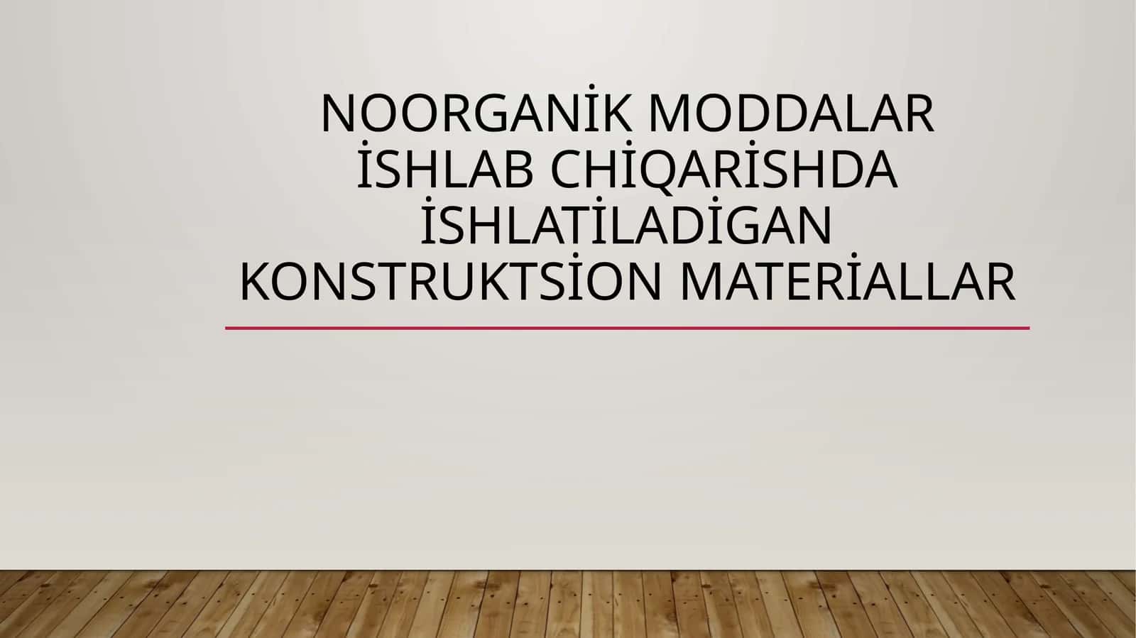 Noorganik moddalar ishlab chiqarishda ishlatiladigan konstruktsion materiallar