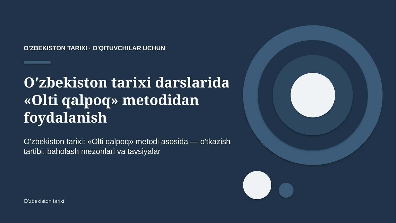 o'zbekiston tarixi darslarida olti qalpoq metodidan foydalanish 9900