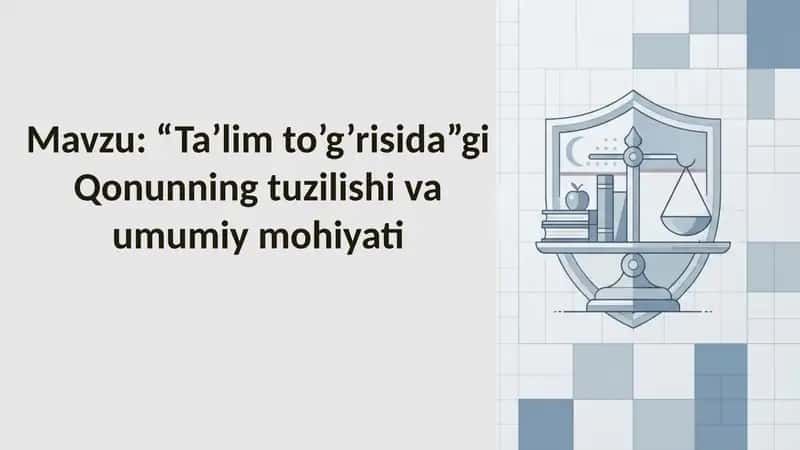“Ta’lim to’g’risida”gi Qonunning tuzilishi va umumiy mohiyati