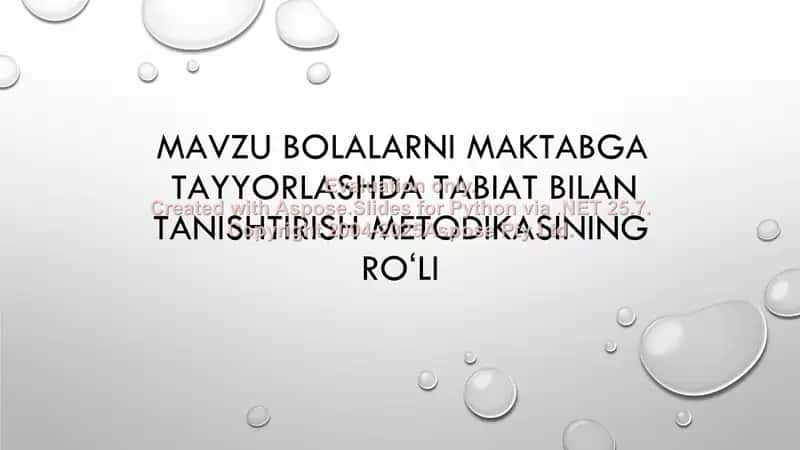 Bolalarni maktabga tayyorlashda tabiat bilan tanishtirish metodikasi